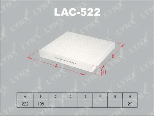 LYNXauto LAC-522 - Фильтр воздуха в салоне autospares.lv