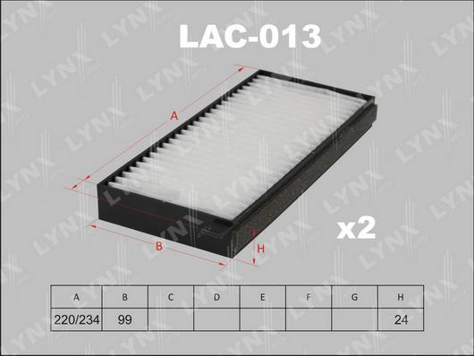 LYNXauto LAC-013 - Фильтр воздуха в салоне autospares.lv