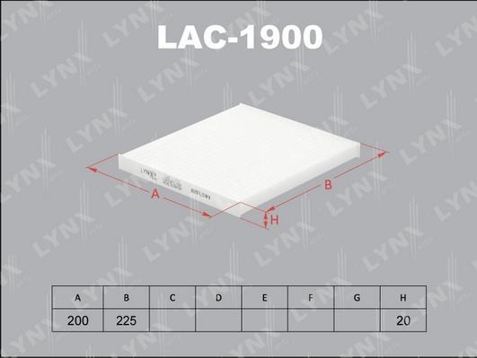 LYNXauto LAC-1900 - Фильтр воздуха в салоне autospares.lv