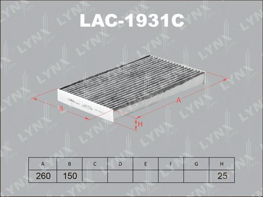 LYNXauto LAC-1931C - Фильтр воздуха в салоне autospares.lv