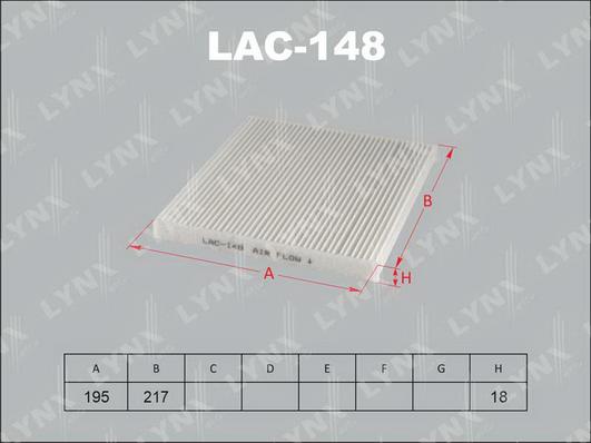 LYNXauto LAC-148 - Фильтр воздуха в салоне autospares.lv