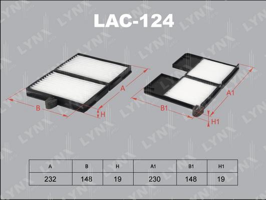 LYNXauto LAC-124 - Фильтр воздуха в салоне autospares.lv