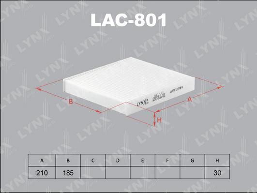 LYNXauto LAC-801 - Фильтр воздуха в салоне autospares.lv