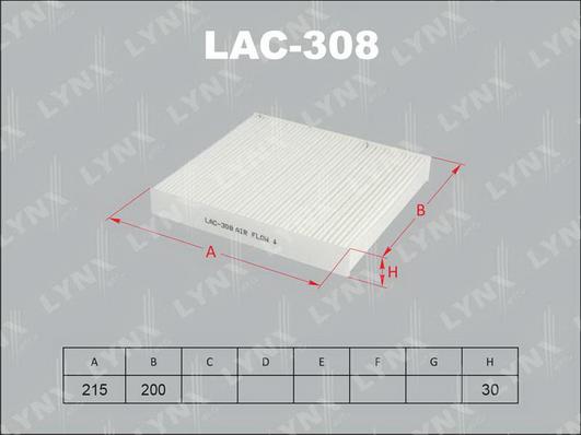 LYNXauto LAC-308 - Фильтр воздуха в салоне autospares.lv
