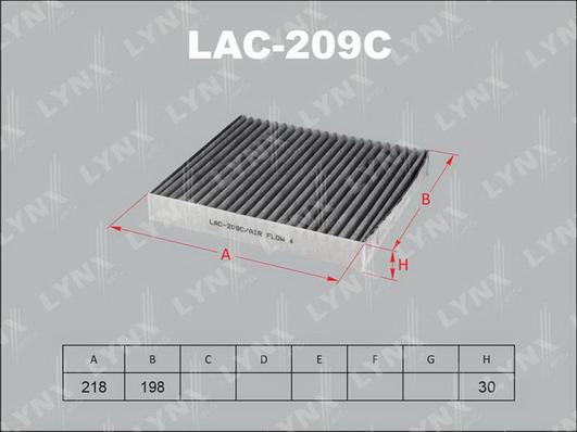 LYNXauto LAC-209C - Фильтр воздуха в салоне autospares.lv