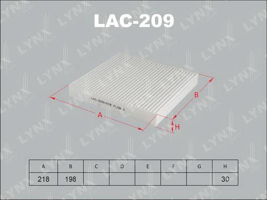 LYNXauto LAC-209 - Фильтр воздуха в салоне autospares.lv