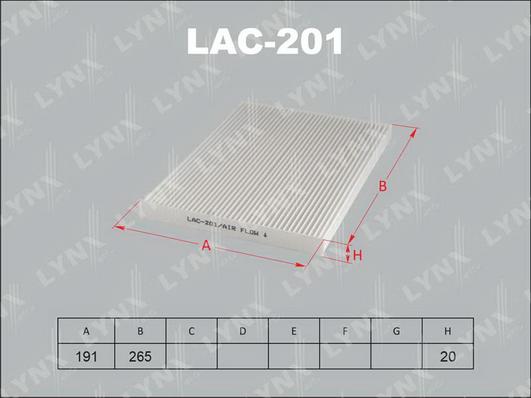 LYNXauto LAC-201 - Фильтр воздуха в салоне autospares.lv