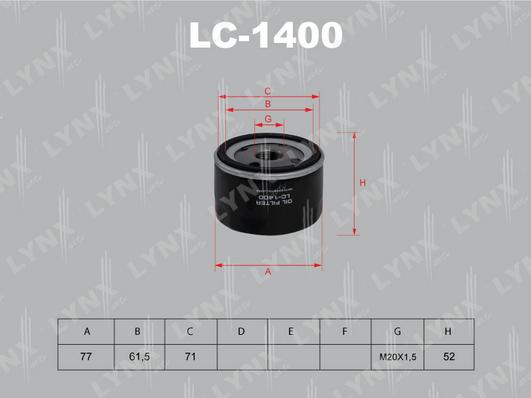 LYNXauto LC-1400 - Масляный фильтр autospares.lv