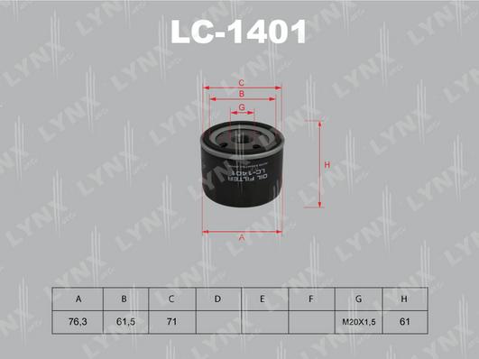 LYNXauto LC-1401 - Масляный фильтр autospares.lv