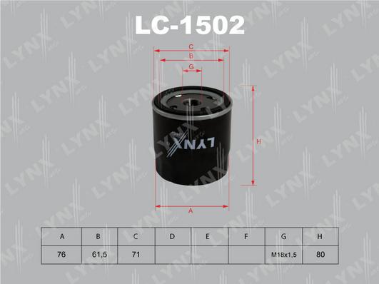 LYNXauto LC-1502 - Масляный фильтр autospares.lv