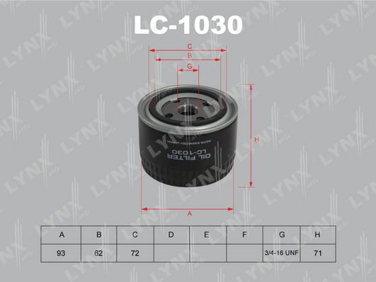 LYNXauto LC-1030 - Масляный фильтр autospares.lv