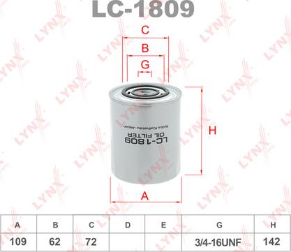 LYNXauto LC-1809 - Масляный фильтр autospares.lv