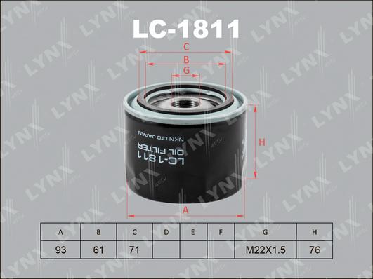 LYNXauto LC-1811 - Масляный фильтр autospares.lv