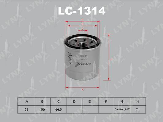 LYNXauto LC-1314 - Масляный фильтр autospares.lv