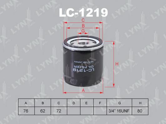 LYNXauto LC-1219 - Масляный фильтр autospares.lv