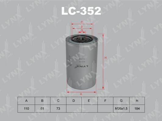 LYNXauto LC-352 - Масляный фильтр autospares.lv
