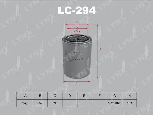 LYNXauto LC-294 - Масляный фильтр autospares.lv
