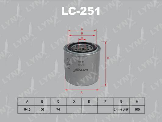 LYNXauto LC-251 - Масляный фильтр autospares.lv