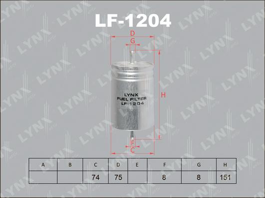 LYNXauto LF-1204 - Топливный фильтр autospares.lv