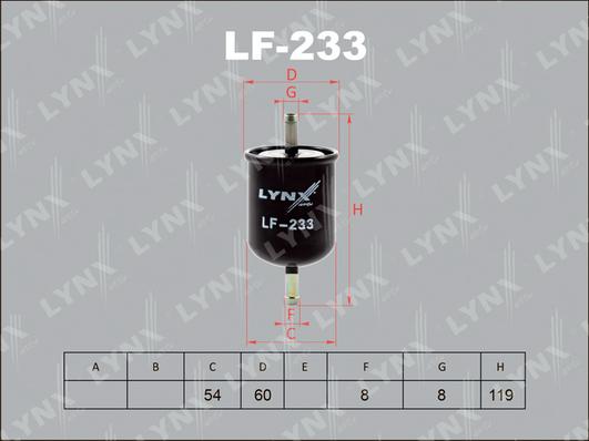 LYNXauto LF-233 - Топливный фильтр autospares.lv