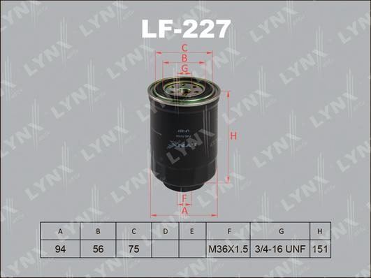 LYNXauto LF-227 - Топливный фильтр autospares.lv