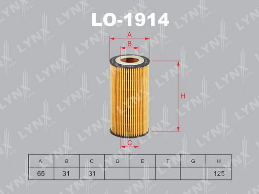 LYNXauto LO-1914 - Масляный фильтр autospares.lv