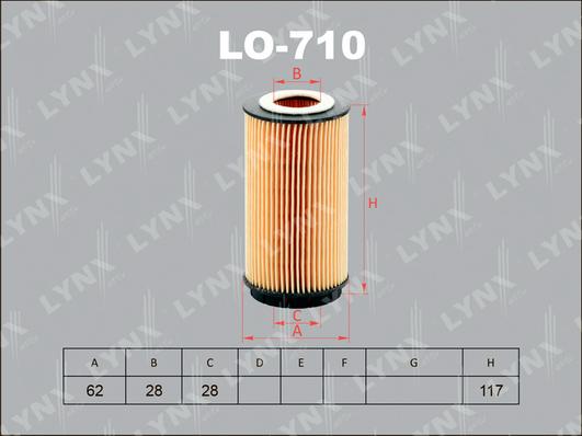 LYNXauto LO-710 - Масляный фильтр autospares.lv