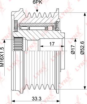 LYNXauto PA-1097 - Шкив генератора, муфта autospares.lv