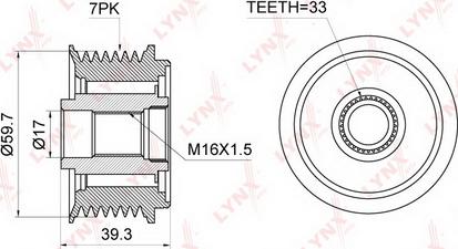 LYNXauto PA-1044 - Шкив генератора, муфта autospares.lv