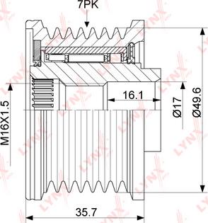 LYNXauto PA-1059 - Шкив генератора, муфта autospares.lv