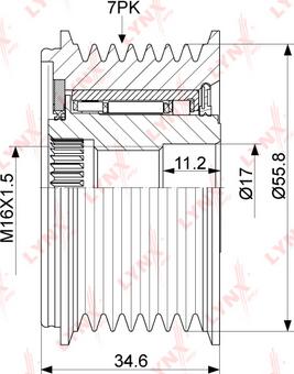 LYNXauto PA-1061 - Шкив генератора, муфта autospares.lv