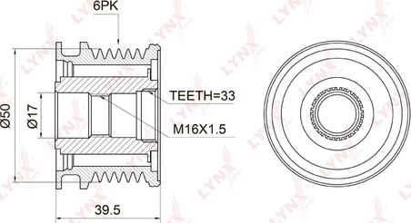 LYNXauto PA-1004 - Шкив генератора, муфта autospares.lv