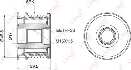 LYNXauto PA-1005 - Шкив генератора, муфта autospares.lv