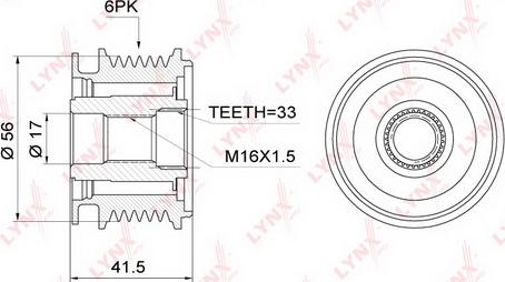 LYNXauto PA-1001 - Шкив генератора, муфта autospares.lv