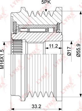 LYNXauto PA-1015 - Шкив генератора, муфта autospares.lv