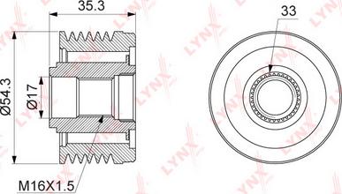 LYNXauto PA-1036 - Шкив генератора, муфта autospares.lv