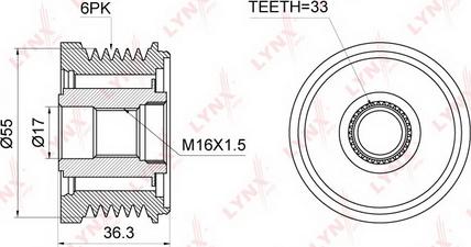 LYNXauto PA-1074 - Шкив генератора, муфта autospares.lv