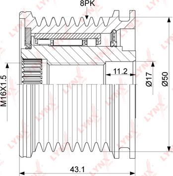 LYNXauto PA-1075 - Шкив генератора, муфта autospares.lv