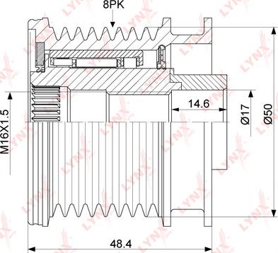 LYNXauto PA-1078 - Шкив генератора, муфта autospares.lv