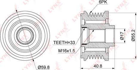 LYNXauto PA-1073 - Шкив генератора, муфта autospares.lv