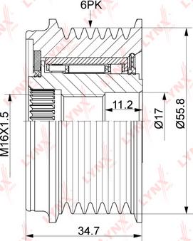 LYNXauto PA-1159 - Шкив генератора, муфта autospares.lv