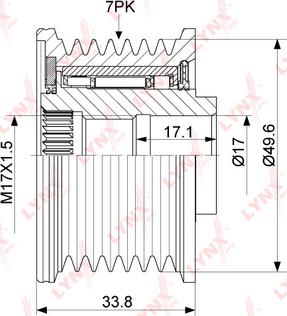 LYNXauto PA-1105 - Шкив генератора, муфта autospares.lv