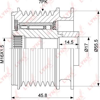 LYNXauto PA-1113 - Шкив генератора, муфта autospares.lv