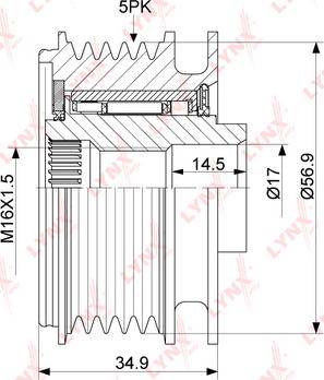 LYNXauto PA-1131 - Шкив генератора, муфта autospares.lv