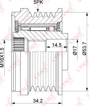 LYNXauto PA-1176 - Шкив генератора, муфта autospares.lv