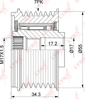 LYNXauto PA-1173 - Шкив генератора, муфта autospares.lv