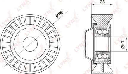 LYNXauto PB-5007 - Ролик, поликлиновый ремень autospares.lv