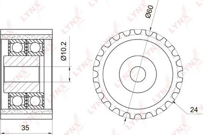 LYNXauto PB-3034 - Направляющий ролик, зубчатый ремень ГРМ autospares.lv