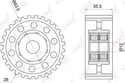 LYNXauto PB-3038 - Направляющий ролик, зубчатый ремень ГРМ autospares.lv