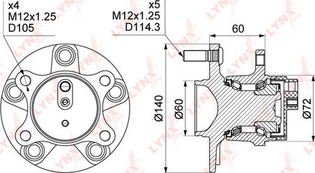 LYNXauto WH-1099 - Подшипник ступицы колеса, комплект autospares.lv